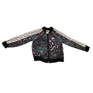 Adidas Track Jacket Kids 2T Black Purple Teal Excellent Swirl Print Zip Up